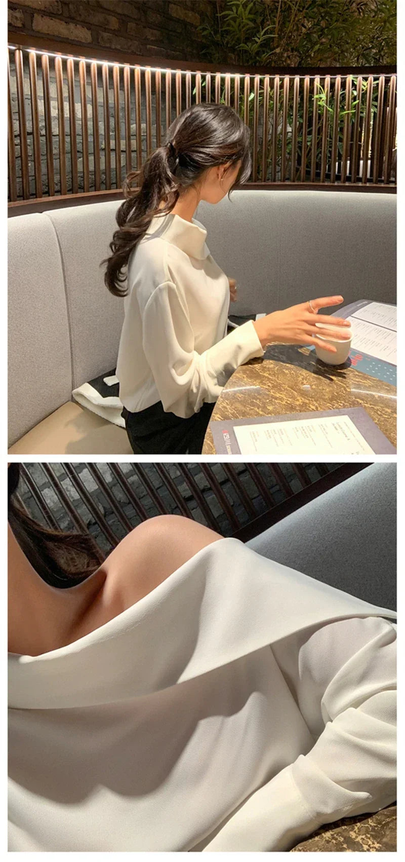 Elegant Women Sexy Korean One Black Top Spring Summer Leisure Versatile Women's Off The Shoulder Long Sleeved White Blouses