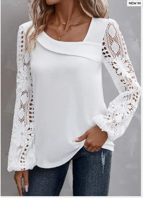 Fashion White Lace Blouse Women 2023 Casual New Arrivals Shirts And Blouses Elegant Female Loose Long Sleeve Tops Free Shipping