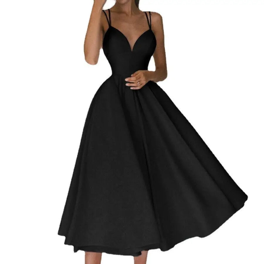 Dress Women Elegant Long Dresses Beautiful Evening Party Dress Multicolor Suspenders Sexy Large Swing Dress